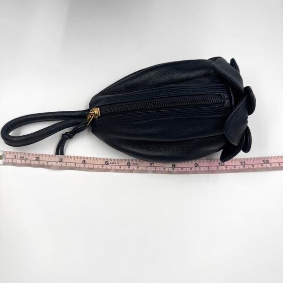 Loewe Anagram Flower Leather Black Wristlet Bag Charm Zipper Closure - Picture 3 of 11